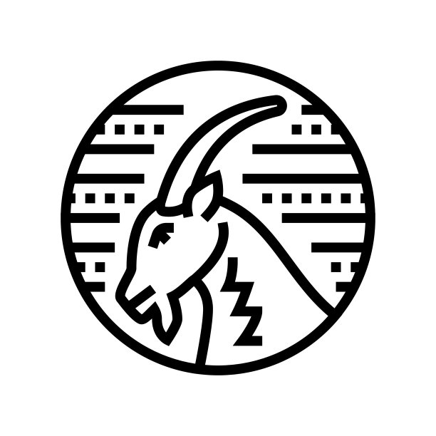 山羊生肖线图标矢量插图图片下载