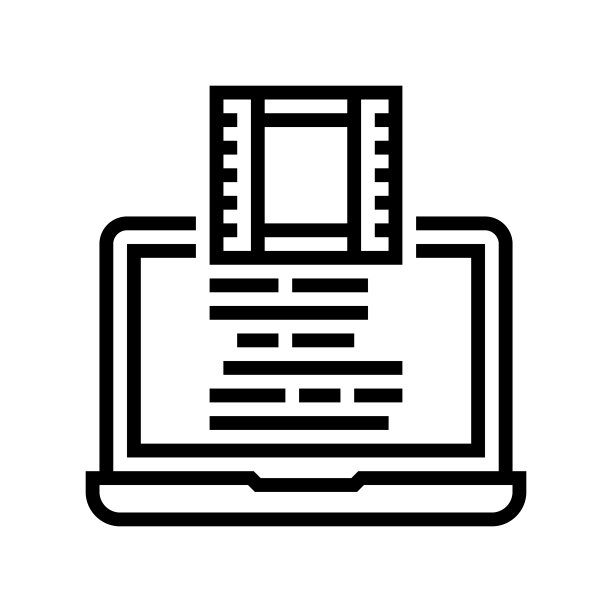 编剧视频制作电影线条图标矢量插图图片下载