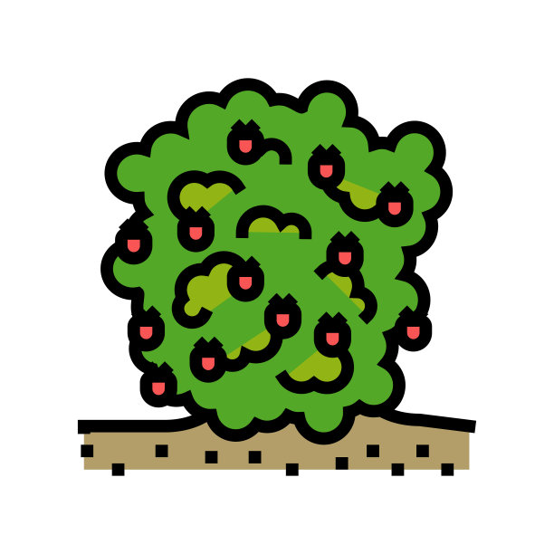 植物覆盆子水果颜色图标矢量插图图片下载