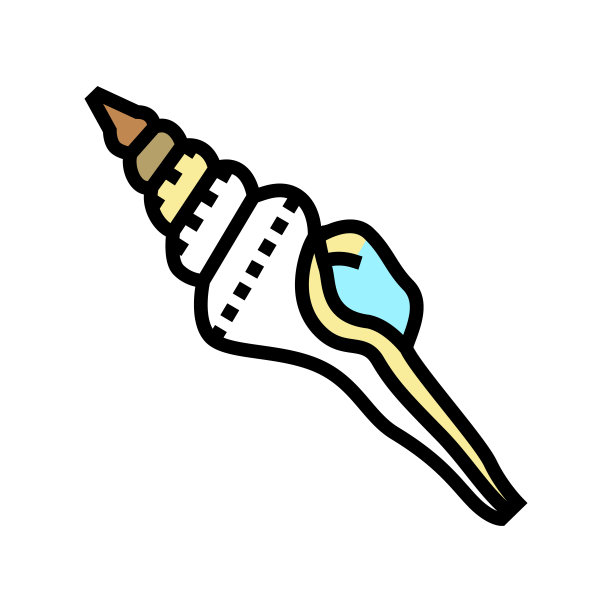 主轴海贝壳海滩颜色图标矢量插图图片下载