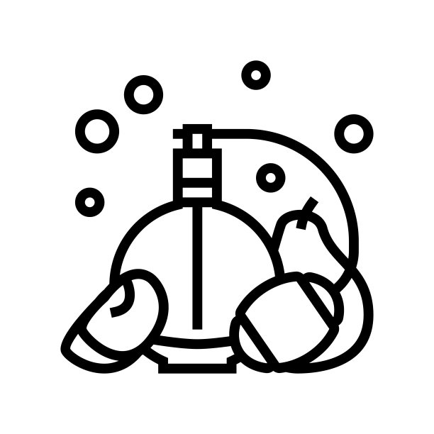 水果笔记香水线图标矢量插图图片下载
