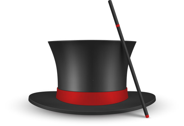 逼真的魔术师帽子黑色圆筒与红色图片下载