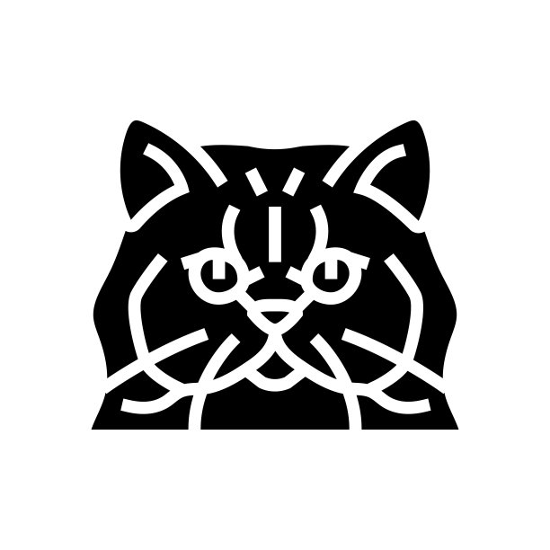 波斯猫可爱宠物字形图标矢量插图图片下载