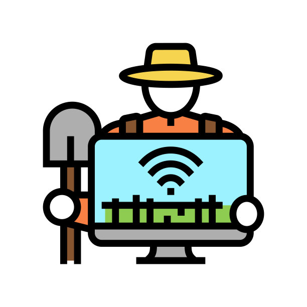 智能农民农业彩色图标矢量插图图片下载