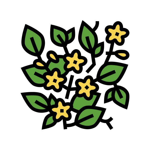 卡罗琳茉莉花颜色图标矢量插图图片下载