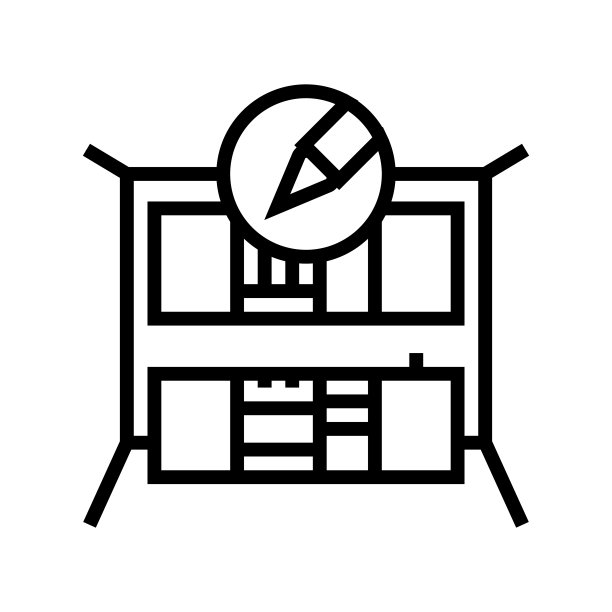 厨房设计室内线条图标矢量插图图片下载