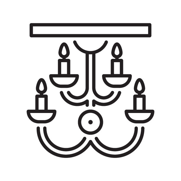 吊灯矢量轮廓图标设计插图。万圣节符号在白色背景EPS 10文件图片下载