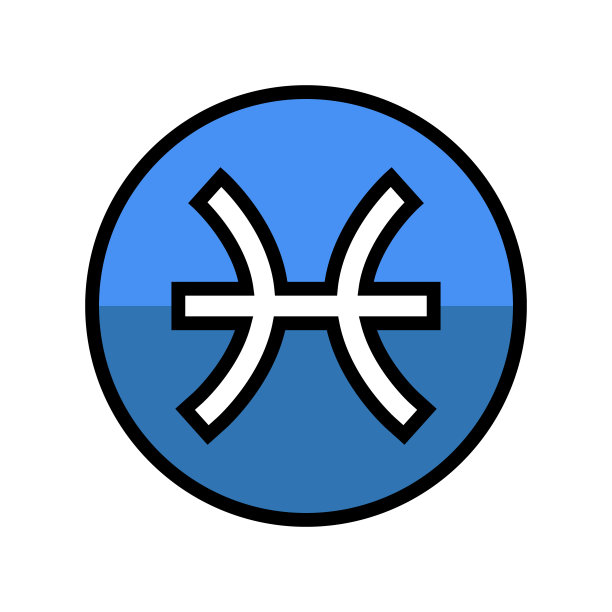 双鱼座生肖颜色图标矢量插图图片下载