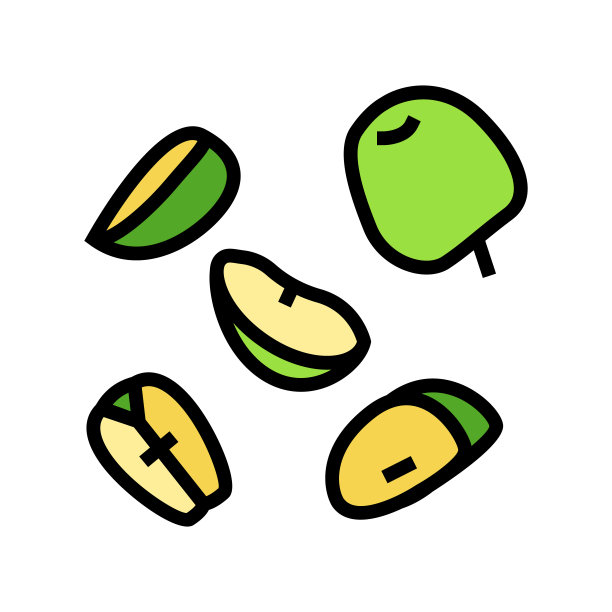 切片苹果切绿色图标矢量插图图片下载