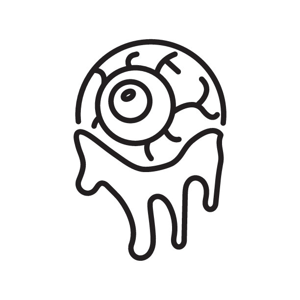 眼球矢量轮廓图标设计插图。万圣节符号在白色背景EPS 10文件图片下载