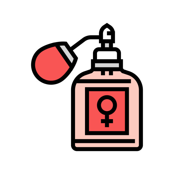 女人香氛瓶香水颜色图标矢量插图图片下载