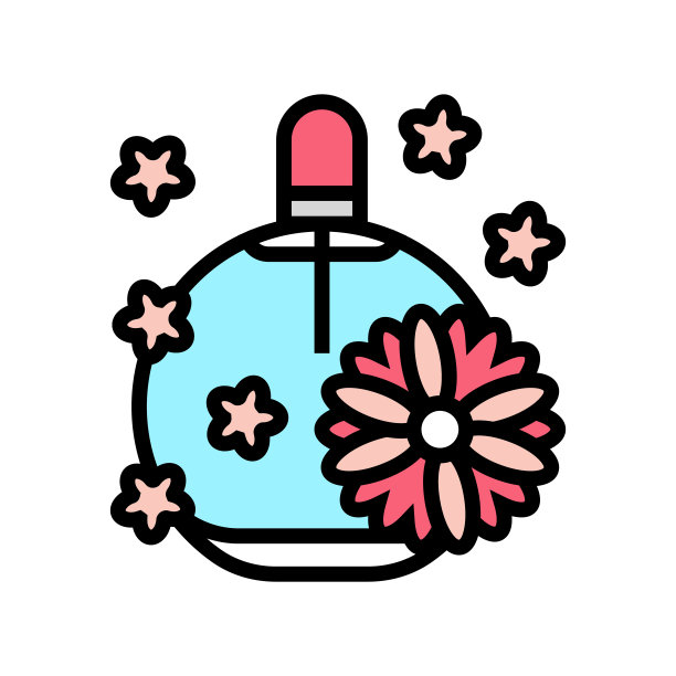 花香笔记香水颜色图标矢量插图图片下载