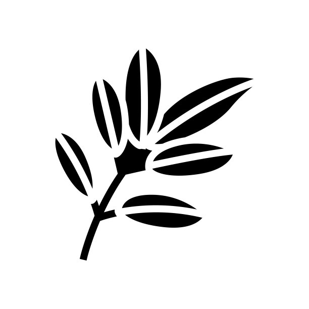 红木叶字形图标矢量插图图片下载