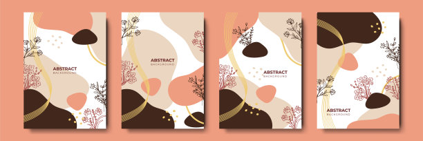 矢量设计模板在简单的现代风格的副本空间的文本，鲜花和叶子-婚礼邀请背景和框架，社交媒体故事壁纸图片下载