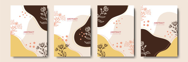 矢量设计模板在简单的现代风格的副本空间的文本，鲜花和树叶-婚礼邀请背景和框架，社交媒体故事壁纸，豪华文具图片下载