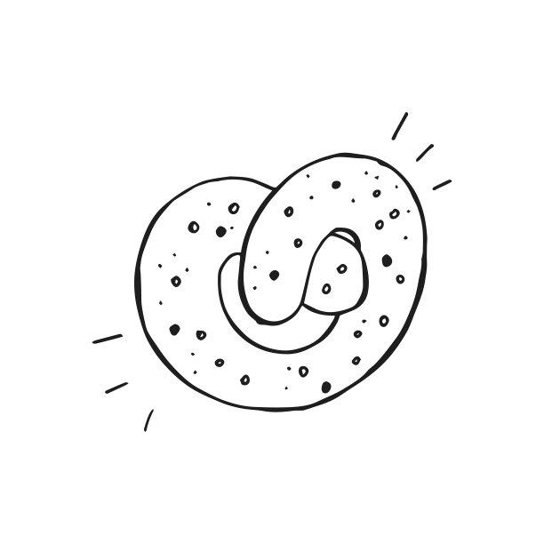 2022年慕尼黑啤酒节。手绘涂鸦轮廓brezel与芝麻在白色的背景。德国的传统节日。图片下载