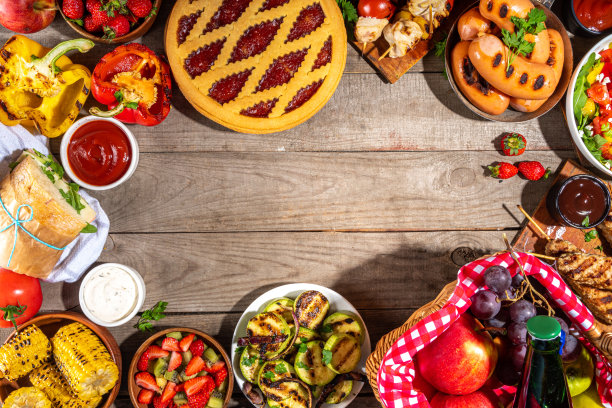 各种野餐食品和饮料图片下载
