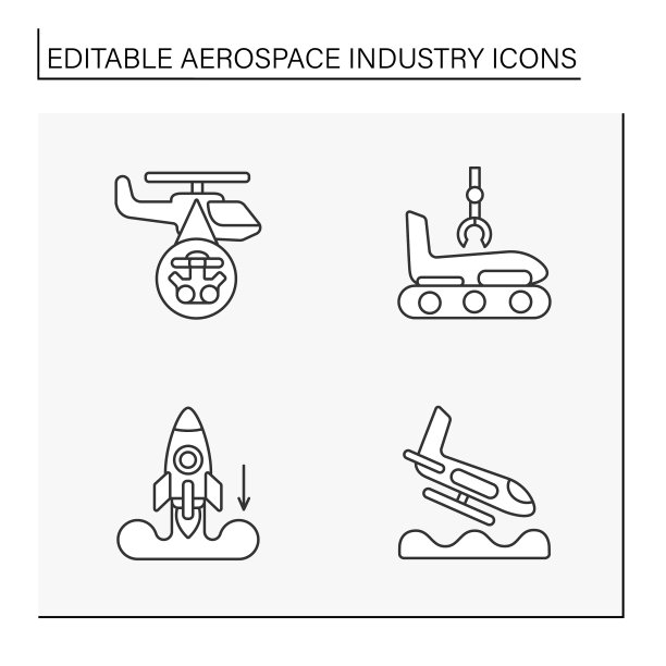 航空航天工业线图标设置图片下载