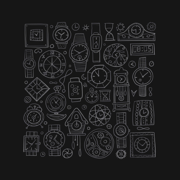 一套不同风格的钟表和手表图片下载