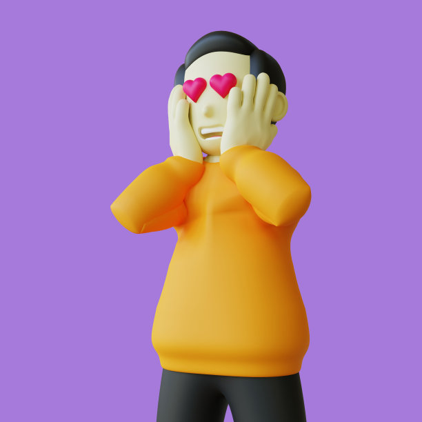 风格化的3D角色从侧视图惊奇图片下载