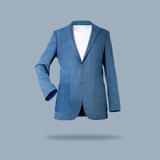 蓝色外套，蓝色背景图片下载