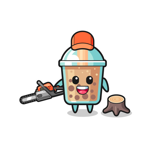 拿着电锯的奶茶伐木工角色图片下载