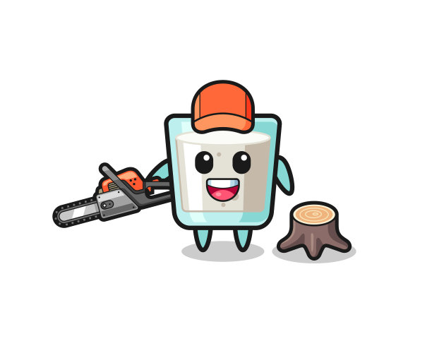 牛奶伐木工角色拿着电锯图片下载