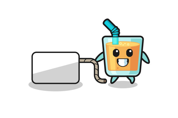 橙汁卡通正在拉横幅图片下载