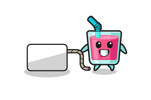 草莓汁卡通正在拉横幅图片下载