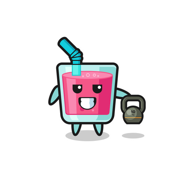 草莓汁吉祥物举壶铃在图片下载