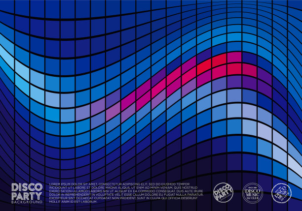 迪斯科背景。抽象的,未来的背景。迪斯科音乐。彩色马赛克。素材图片