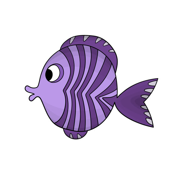 可爱的彩色鱼孤立在白色背景。矢量卡通动物插图。手工绘制可爱的人物卡片，墙纸，纺织品，织物。平的风格。装饰模板图标。图片下载