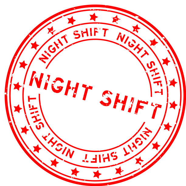 Grunge红色夜班词与星图标轮图片下载