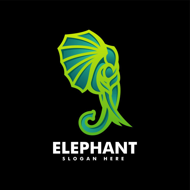 矢量插图大象渐变线条艺术风格。图片下载