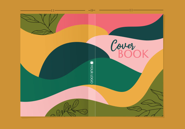 书封面模板与彩色抽象图案。波浪纹理的自然背景图片下载