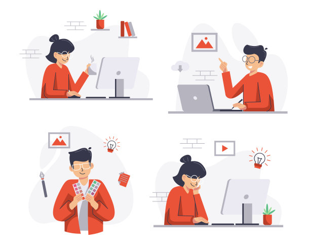 一组年轻男女在笔记本电脑上视频通话图片下载