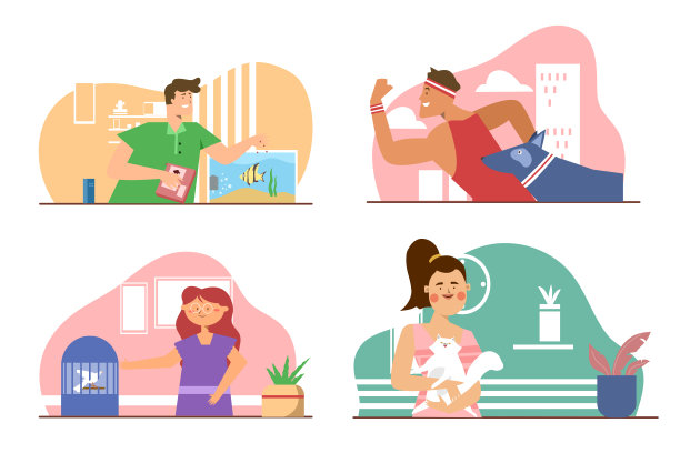 集合了人们在不同活动中生活方式的卡通向量图片下载