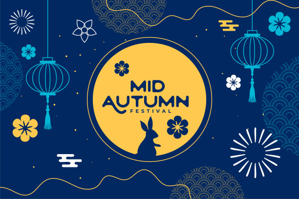 中式装饰风格中秋节背景图片下载