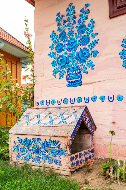 波兰乡村Zalipie的粉刷立面图片下载