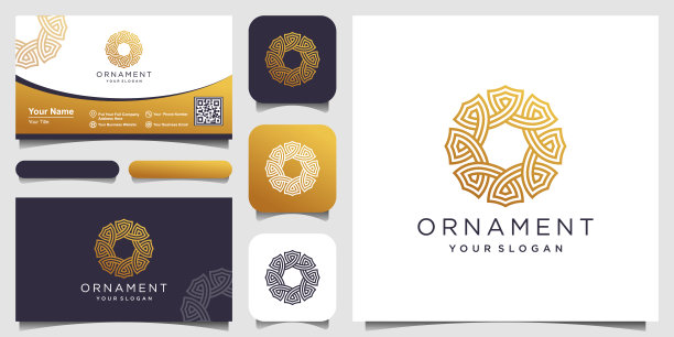 抽象装饰圆形形状的线条艺术矢量符号。名片设计图片下载