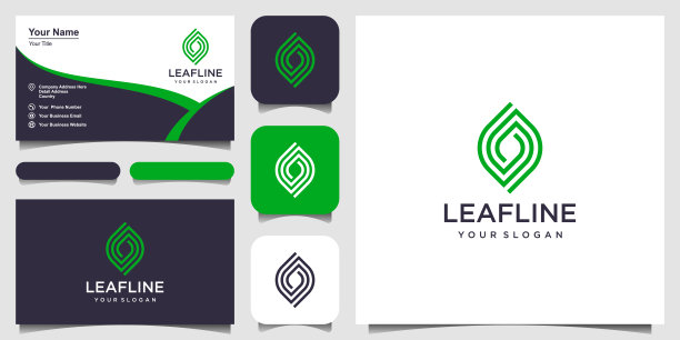 摘要叶片设计矢量模板线性风格。名片设计图片下载