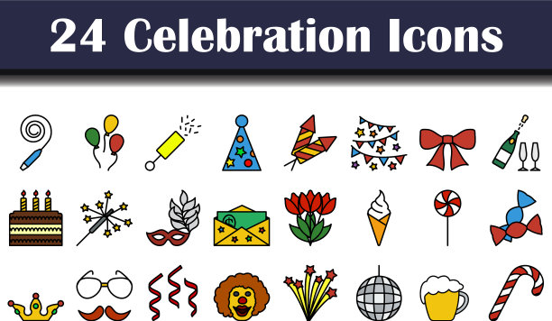 庆祝活动图标设置图片下载