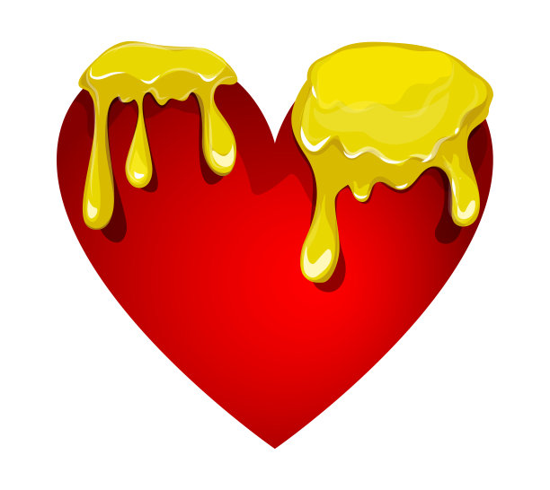 心形插图与蜂蜜浇筑图片下载