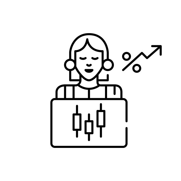 年轻女子在她的笔记本电脑上进行股票交易和投资。像素完美，可编辑的笔画线图标图片下载