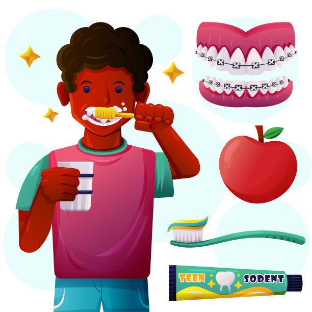 可爱的男孩和牙科护理对象元素图片下载