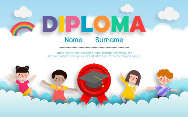 文凭模板的孩子纸艺术风格图片下载