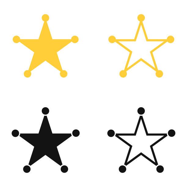 星星，一套现实的金色星星。向量,卡通插图。向量。图片下载
