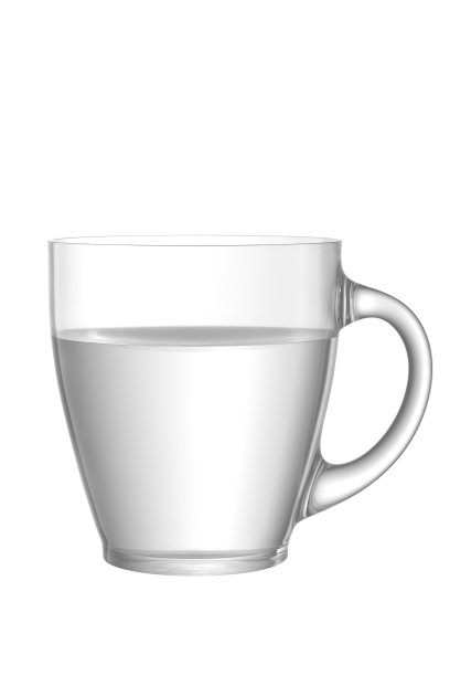 白色背景上有一个装满水的把手的杯子。孤立在白色背景。3 d渲染。图片下载