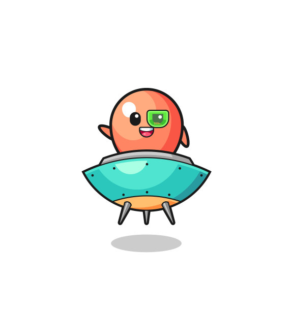 乘坐未来飞船的气球卡通图片下载