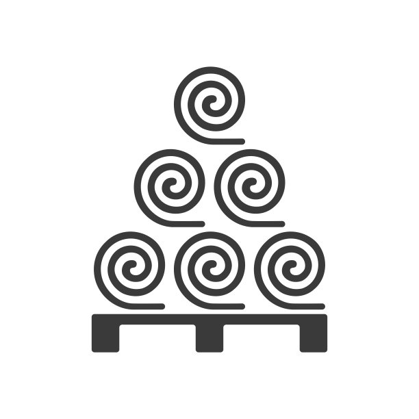 草皮卷。草坪辊上托盘字形图标孤立的白色背景。矢量插图。图片下载